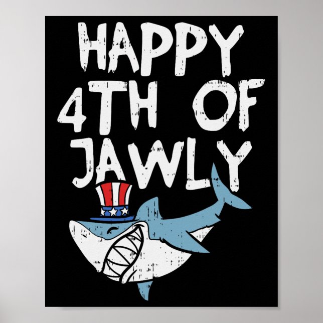 Glad 4:e Juli Haj Djur 4:e Juli Usa Pa Poster (Framsidan)