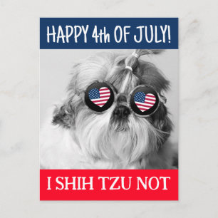 Glad 4:e juli i shih tzu, inte USA-flaggan Vykort