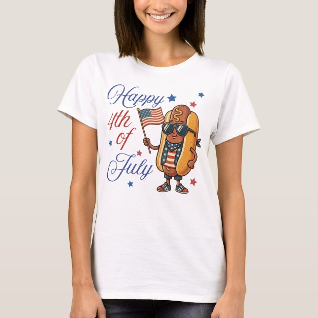 Glad 4:e juli korv t shirt (Framsida)
