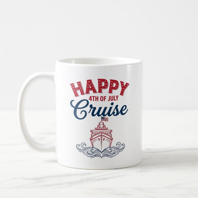 Glad 4:e juli Kryssning Patriotisk Fartygsdesign_1 Kaffemugg (Vänster)