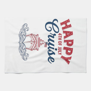 Glad 4:e juli Kryssning Patriotisk Fartygsdesign_1 Kökshandduk