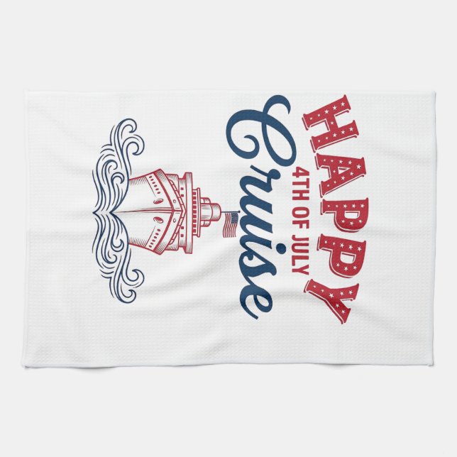 Glad 4:e juli Kryssning Patriotisk Fartygsdesign_1 Kökshandduk (Horisontell)