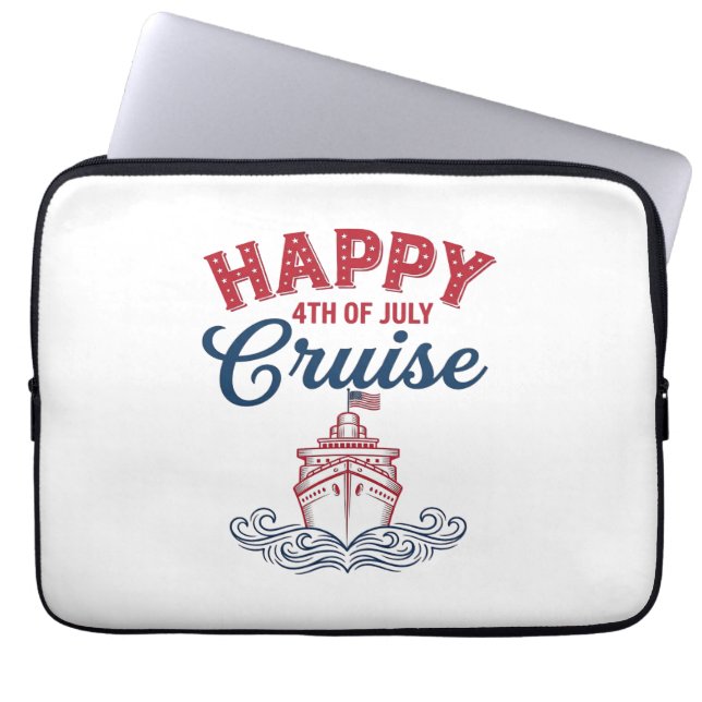 Glad 4:e juli kryssning Patriotisk fartygsdesign_1 Laptop Fodral (Framsidan)