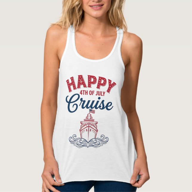 Glad 4:e juli kryssning Patriotisk fartygsdesign_1 Linne Med Racerback (Framsida)