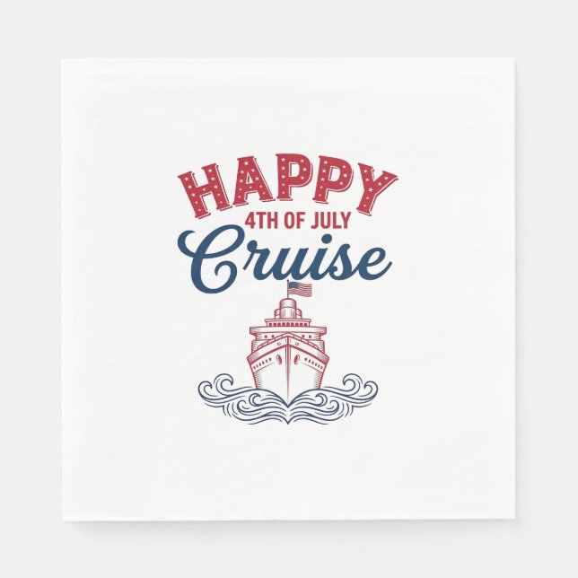 Glad 4:e juli kryssning Patriotisk fartygsdesign_1 Pappersservett (Framsidan)
