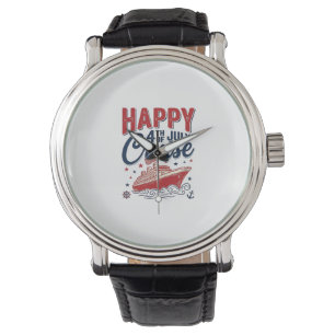 Glad 4:e juli kryssning Vintage Patriotisk Tröja_1 Armbandsur