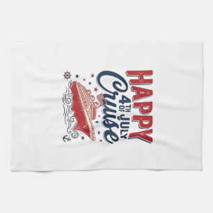 Glad 4:e juli kryssning Vintage Patriotisk Tröja_1 Kökshandduk