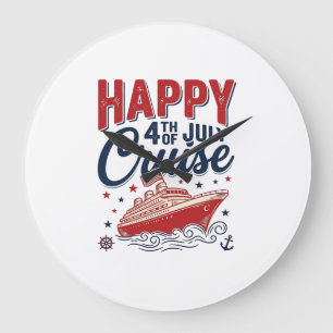 Glad 4:e juli kryssning Vintage Patriotisk Tröja_1 Stor Klocka