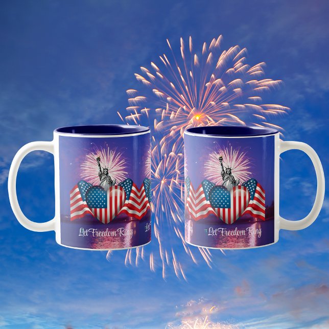 Glad 4:e juli "Låt friheten ringa" kaffemugg (Skapare uppladdad)