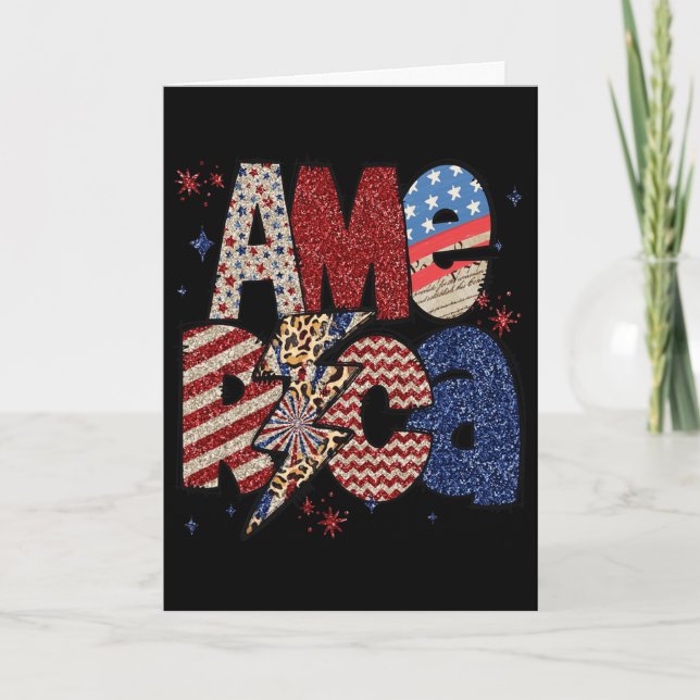Glad 4:e Juli Leopard Usa Amerikansk Flagga Patrio Kort (Framsida)
