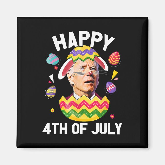 Glad 4:e juli påsk Rolig kanin Förvirrad Joe  Magnet (Framsidan)
