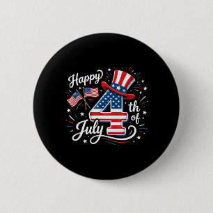 Glad 4:e juli Patriotisk Amerikansk Flagga 4:e jul Knapp