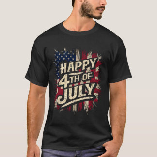 Glad 4:e Juli Patriotisk Amerikansk Flagga 4:e Jul T Shirt