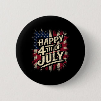 Glad 4:e Juli Patriotisk Amerikansk Flagga 4:e Knapp