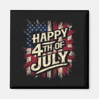 Glad 4:e Juli Patriotisk Amerikansk Flagga 4:e Magnet