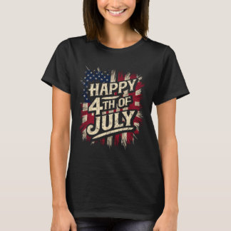 Glad 4:e Juli Patriotisk Amerikansk Flagga 4:e T Shirt