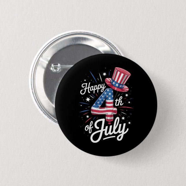 Glad 4:e juli Patriotisk amerikansk flagga USA Knapp (Framsida & baksida)