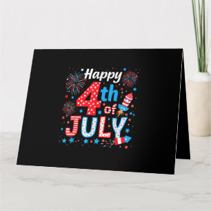 Glad 4:e juli Patriotisk amerikansk flagga USA Kort