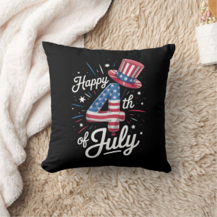 Glad 4:e juli patriotisk amerikansk flagga USA Kudde