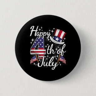 Glad 4:e Juli Patriotisk Amerikansk Flagga Usa Män Knapp