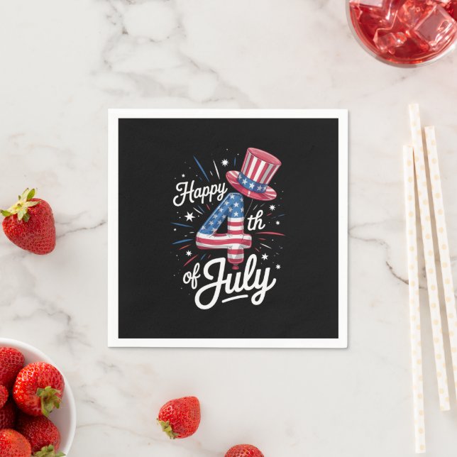 Glad 4:e juli Patriotisk amerikansk flagga USA Pappersservett (Insitu)