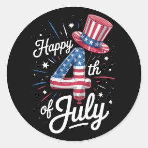 Glad 4:e juli Patriotisk amerikansk flagga USA Runt Klistermärke