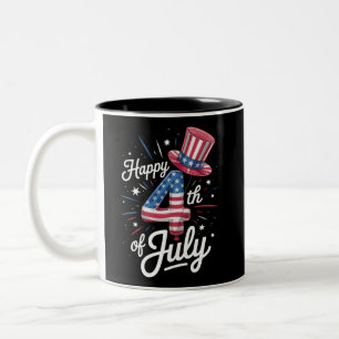 Glad 4:e juli patriotisk amerikansk flagga USA Två-Tonad Mugg