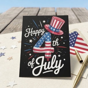 Glad 4:e juli patriotisk amerikansk flagga USA Vykort