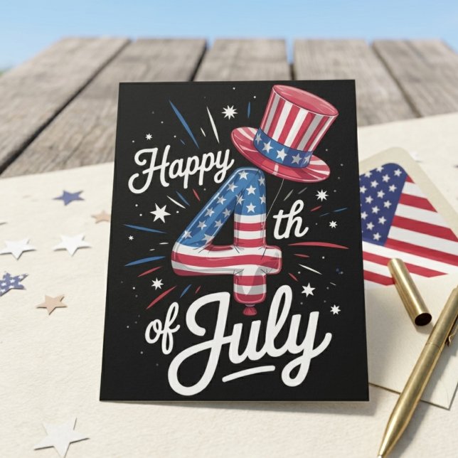 Glad 4:e juli patriotisk amerikansk flagga USA Vykort (Skapare uppladdad)