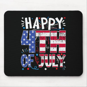 Glad 4:e Juli Patriotisk Amerikansk USA-flagga 4:e Musmatta