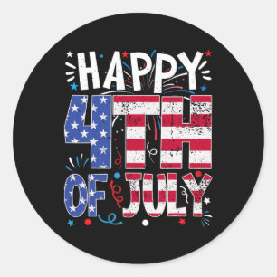 Glad 4:e Juli Patriotisk Amerikansk USA Flagga 4:e Runt Klistermärke