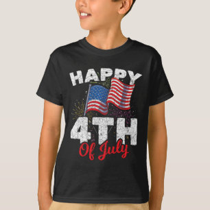 Glad 4:e Juli Patriotisk Amerikansk USA Flagga 4:e T Shirt