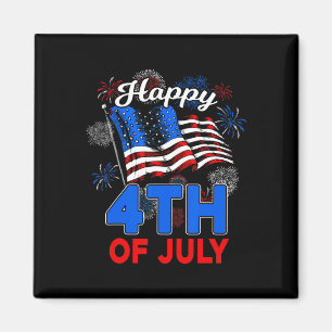 Glad 4:e Juli Patriotisk Amerikansk USA Flagga Män Magnet