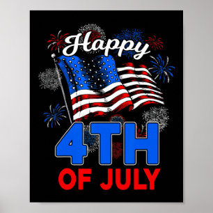 Glad 4:e Juli Patriotisk Amerikansk USA Flagga Män Poster