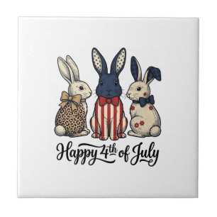 Glad 4:e juli Patriotisk kanin skjorta design_1 Kakelplatta