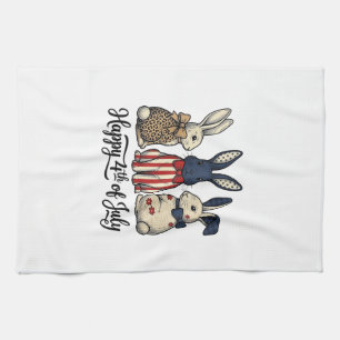 Glad 4:e juli Patriotisk kanin skjorta design_1 Kökshandduk