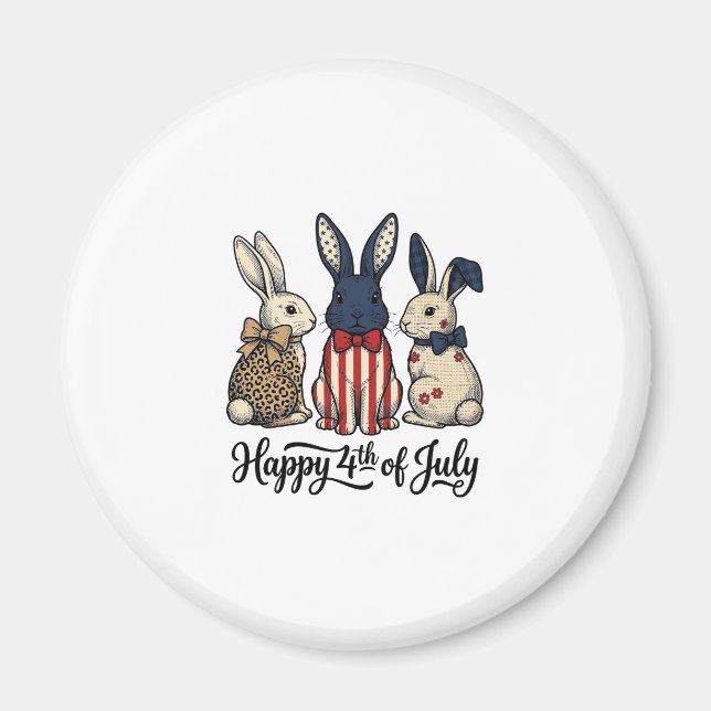 Glad 4:e juli Patriotisk kanin skjorta design_1 Magnet (Framsidan)