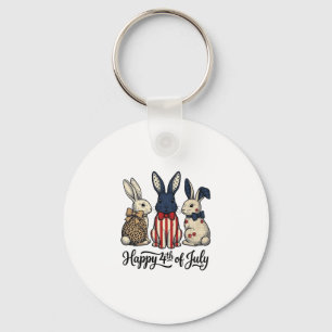 Glad 4:e juli Patriotisk kanin skjorta design_1 Nyckelring