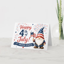 Glad 4:e juli Patriotisk Tomte Kort