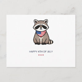 Glad 4:e juli Patriotisk Tvättbjörn Konst Vykort