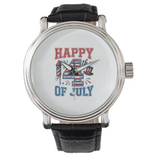 Glad 4:e juli Patriotisk Vintage Vektor Design_ Armbandsur