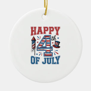 Glad 4:e juli Patriotisk Vintage Vektor Design_ Julgransprydnad Keramik
