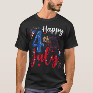 Glad 4:e Juli Patriotiska Amerikanska Flaggan T Shirt