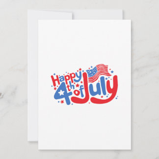 Glad 4:e juli Röd, Vit och Blå Typografi Inbjudningar