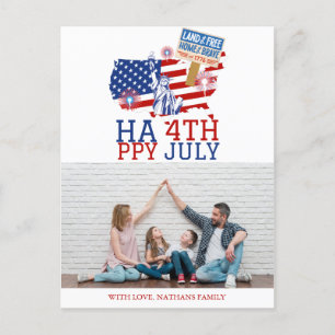Glad 4:e juli självständighetsdag Amerika foto Vykort