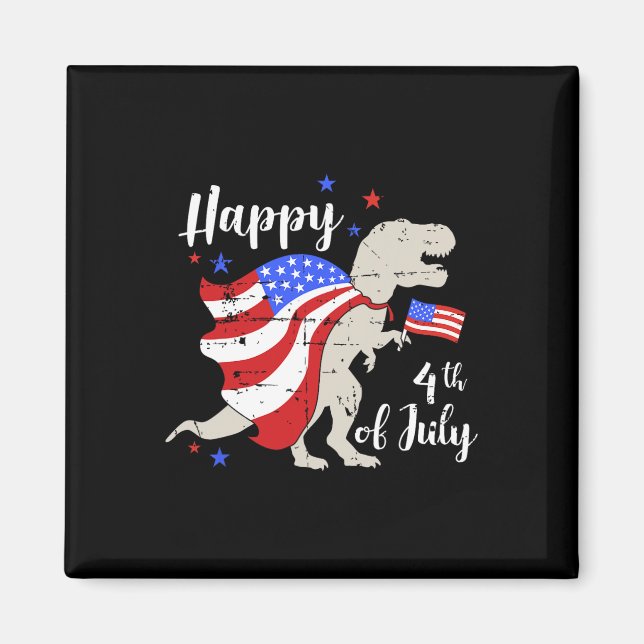 Glad 4:e Juli självständighetsdag med T-rex Dino Magnet (Framsidan)