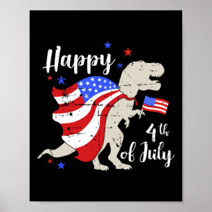Glad 4:e Juli självständighetsdag med T-rex Dino Poster
