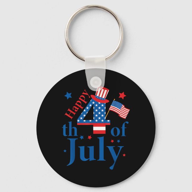 Glad 4:e juli självständighetsdag patriotisk nyckelring (Framsida)