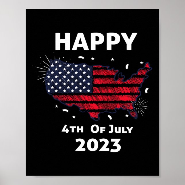 Glad 4:e juli självständighetsdag  poster (Framsidan)