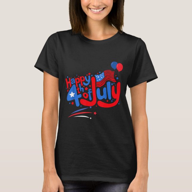 Glad 4:e juli självständighetsdag usa 4:e juli t shirt (Framsida)